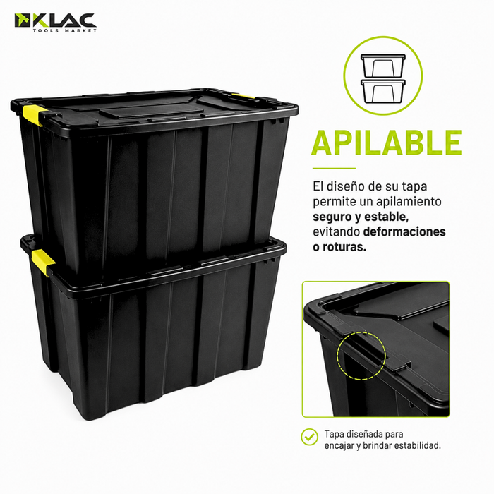 Caja Plástica Organizadora Baul 100 Litros Con Tapa Multiuso