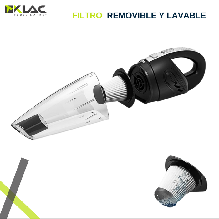 Aspiradora De Mano Inalámbrica 120w Recargable Alta Potencia Negro