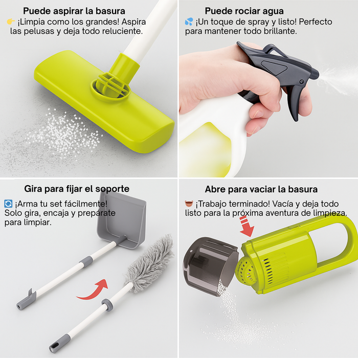 Juguete Educativo Carrito Limpieza Niños + Accesorios - Rojo