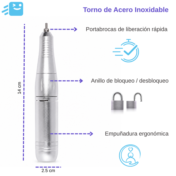 Torno Inalámbrico Profesional Pedicura Manícura