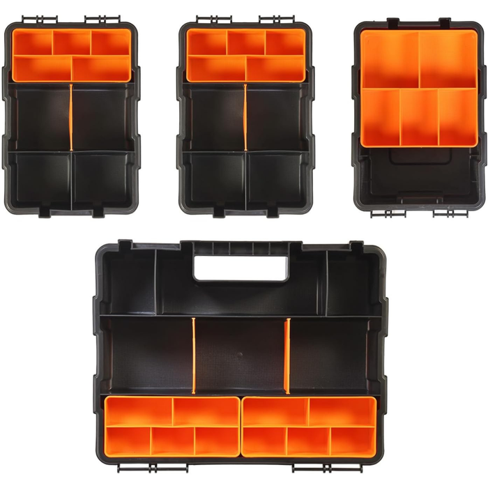 Organizador Plástico Juego 4 Pzas Herramienta Compartimiento - Negro