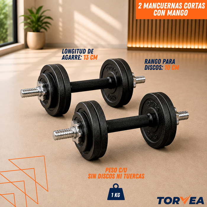 Set Mancuernas Ajustables 50kg Discos Pesas Barra Extensible