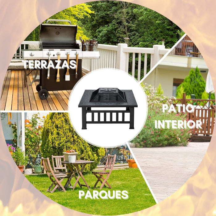 Brasero Parrilla Premium Para Leña O Carbón Con Tapa 3 En 1