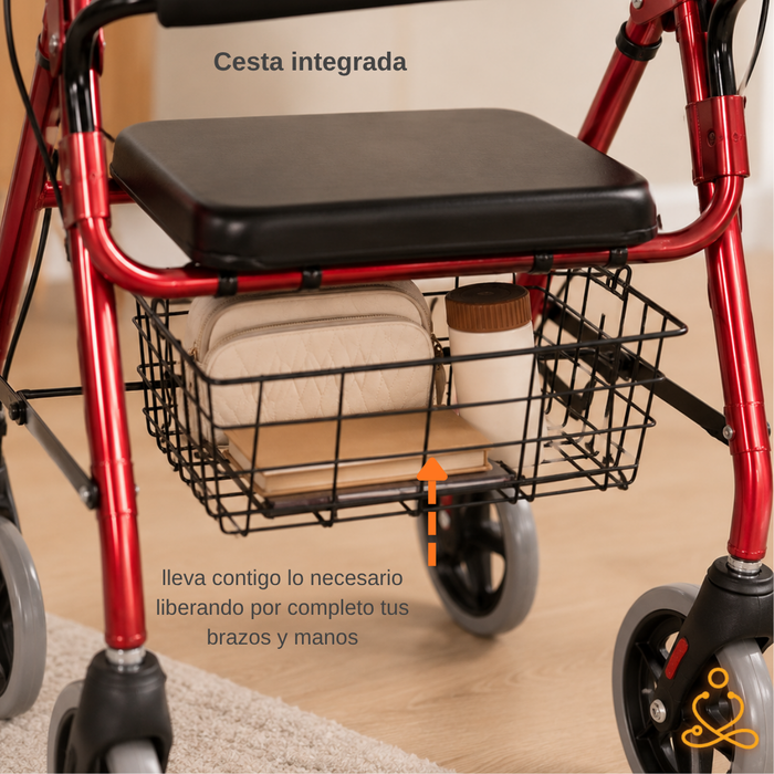 Burrito Andador Ortopédico Plegable 4 Ruedas Con Asiento