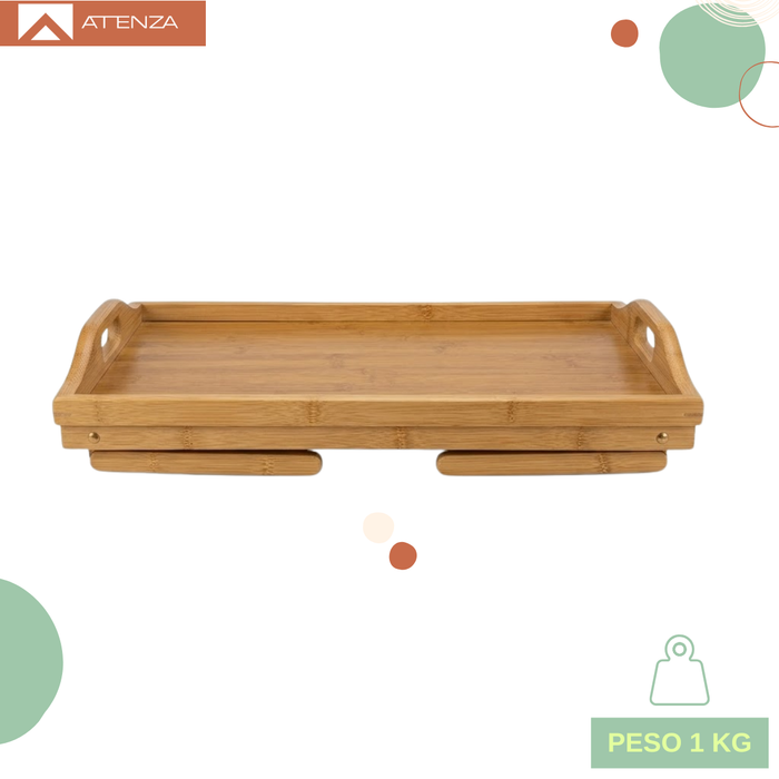 Mesa De Cama Plegable Madera Bambu Bandeja Desayuno Con Patas