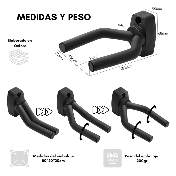 Soporte Para Guitara, Bajo, Ukelele, Cuatro De Muro O Pared Color Negro