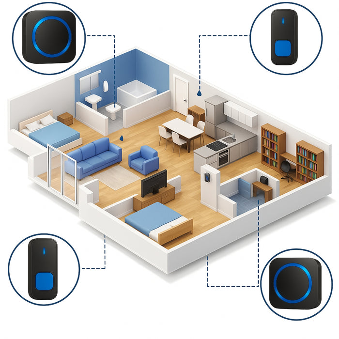 Timbre Inalambrico 300m Exterior Para Casa Impermeable