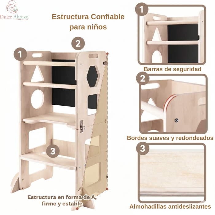 Torre De Aprendizaje Montessori Tablero Infantil 3 En 1