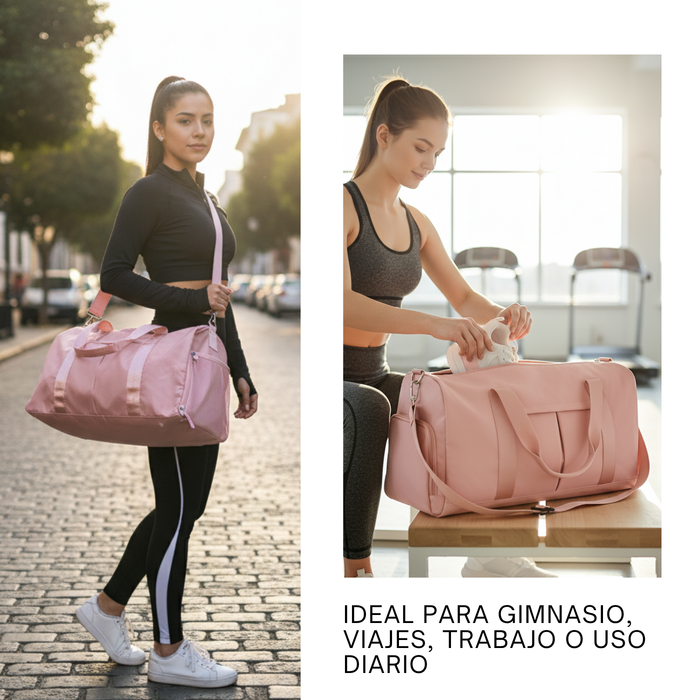 Bolso Deportivo Para Viaje Tela Impermeable Gym 20l - Rosa Pálido - Lisa