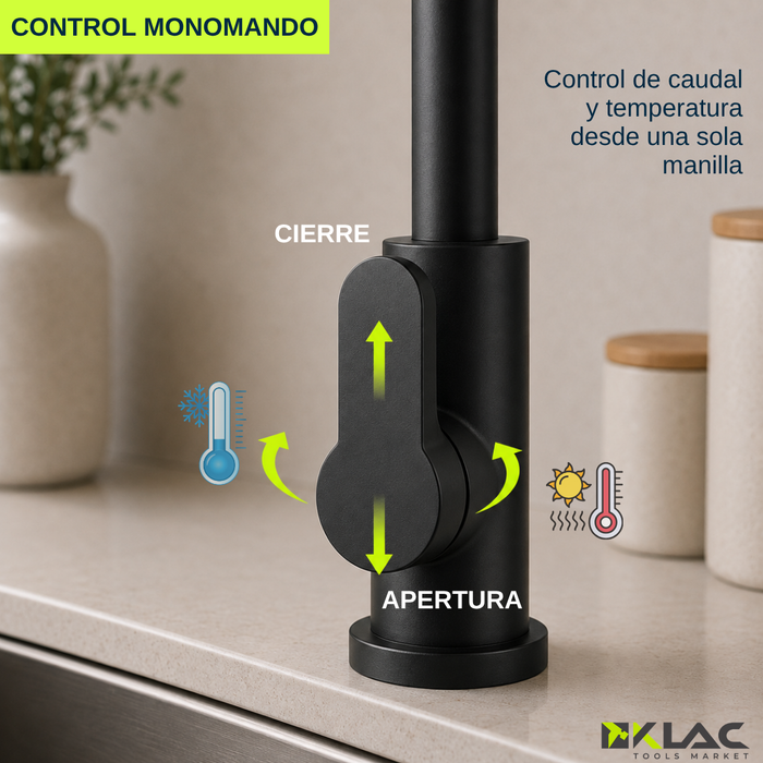 Llave Lavaplatos Cocina Monomando Cabezal Extraíble Flexible