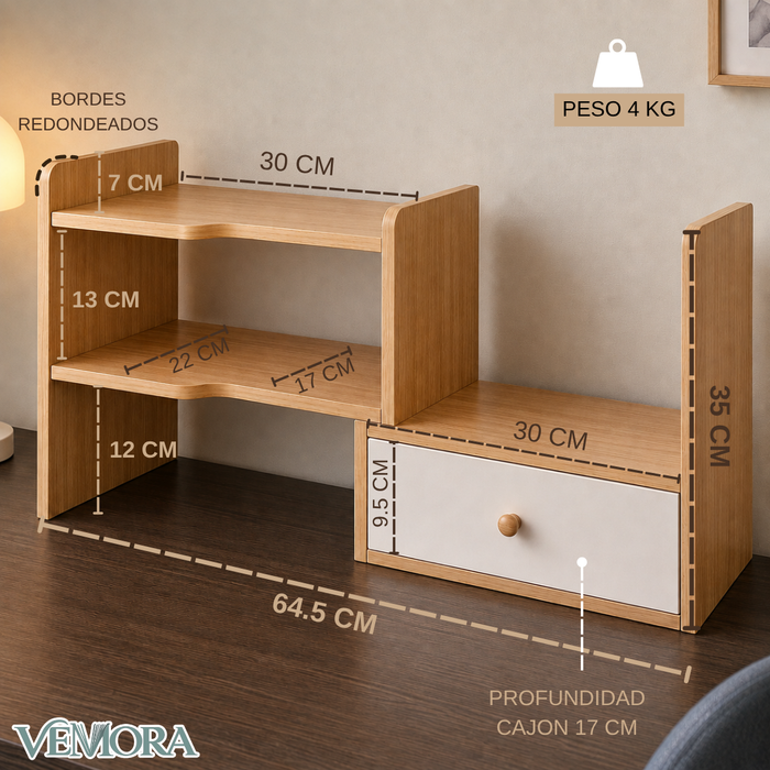 Organizador De Escritorio Oficina Puerta Con Repisa 64x35x17