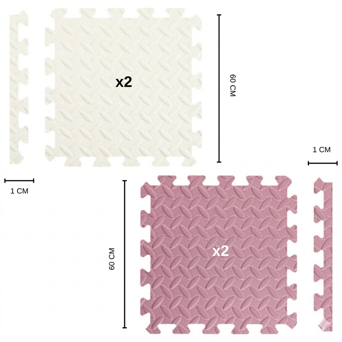 Piso Goma Eva Bebé 4 Piezas Alfombra Antigolpes Puzzle 60x60 Rosa
