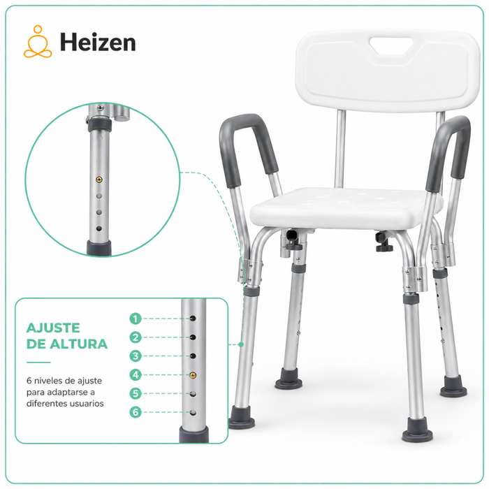 Silla Baño Ducha 3 En 1 Soporte Antideslizante Agarradera