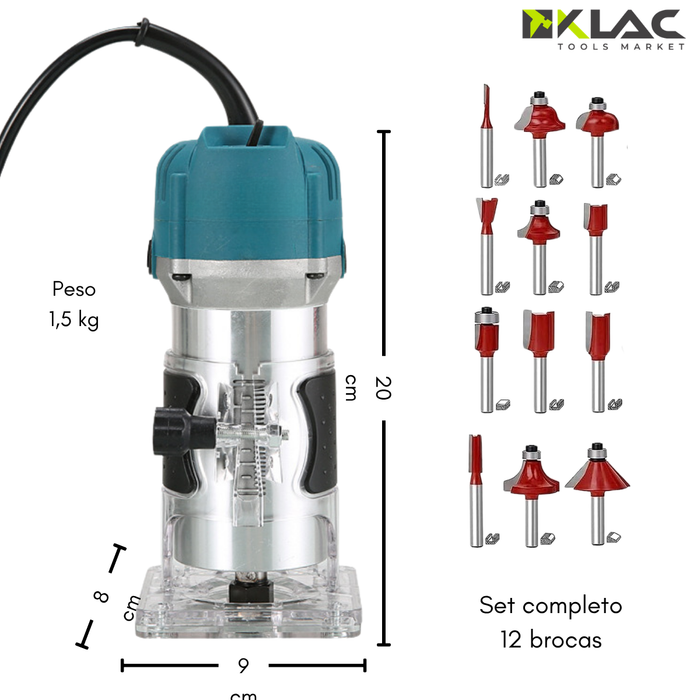 Recortadora Fresadora Rebajadora Bordes Madera Router 800w