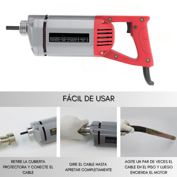 Vibrador De Concreto 1300w De Mano Con Sonda 1.5m Cemento