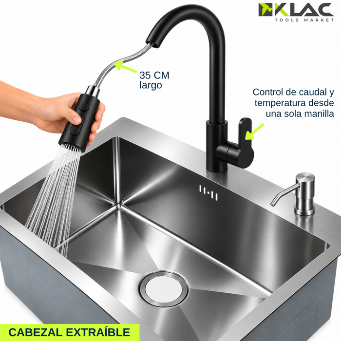 Kit Lavaplatos Empotrado Acero Inoxidable 55x45cm Accesorios