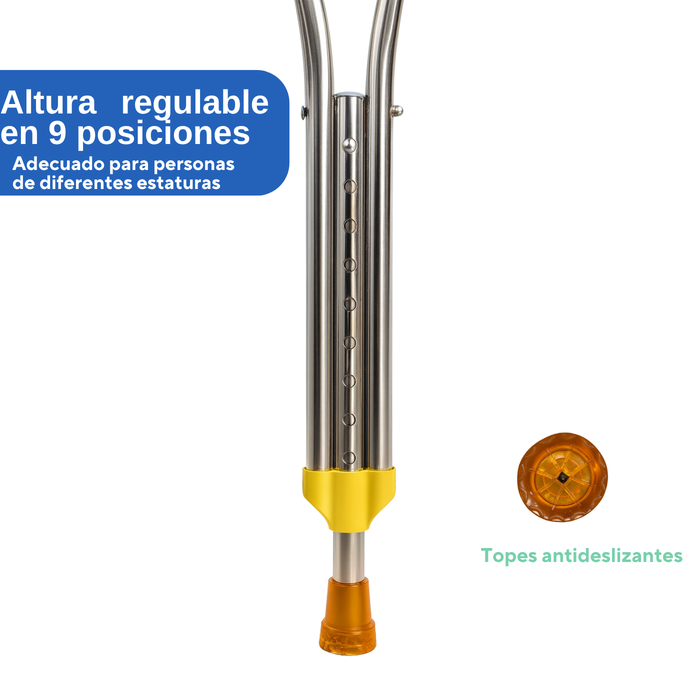 2 Baston Muletas Axilares Ajustables Ortopédica Aluminio