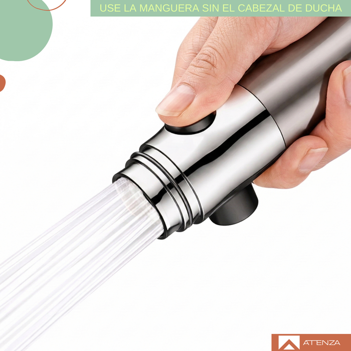 Kit Cabezal Ducha Teléfono Manguera 1,5mt Flexible Ajuste 3 Velocidades Alta Presión Gris