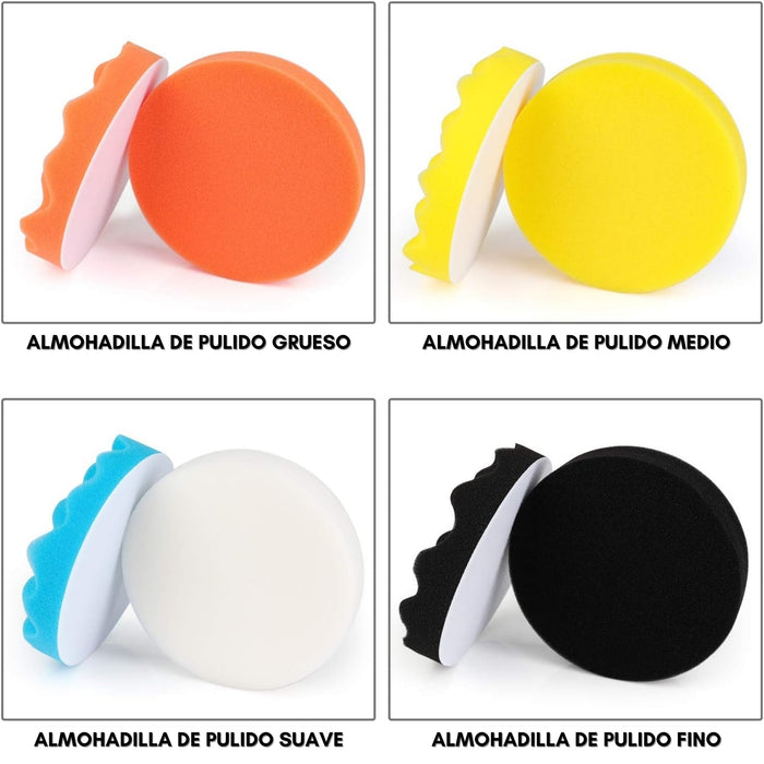 Set 10 Accesorios Discos Esponjas Pulir Auto 12cm Diámetro