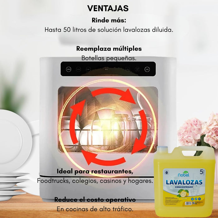 Lavalozas Lavaplatos Industrial Concentrado Detergente Lavaloza 5 Litros Eco Nobel