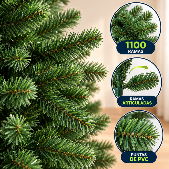 Árbol De Navidad Artificial Verde 210cm Plegable Pvc