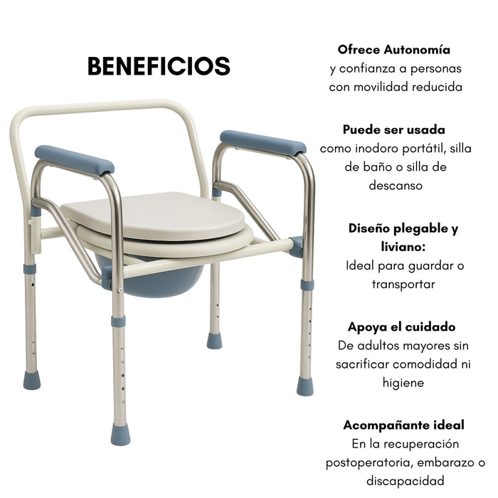 Silla Inodoro Baño Portátil Agarradera Adulto Mayor Ajustable Heizen