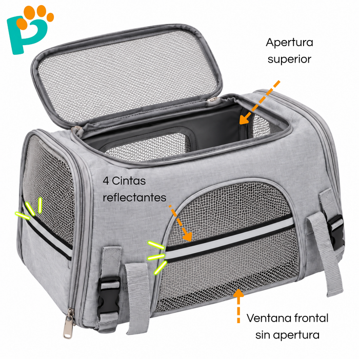 Bolso Transportador Para Mascota Con Alfombra Multifuncional Gris
