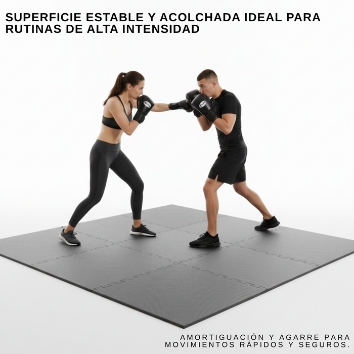 iso De Goma Eva Deportiva 60x60 Set 8 Pieza Antideslizante Negro