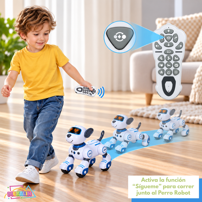 Perro Robot Interactivo a Control Remoto Batería Recargable Niños 3+ Juguete Infantil Mascota Perro Robot inteligente Con Seguimiento Función Táctil Programable Canta Y Baila