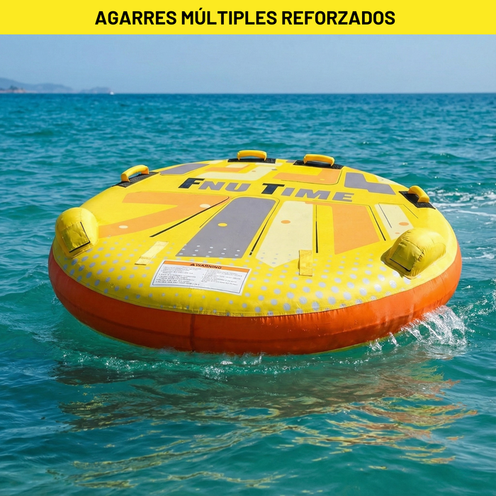 Inflable Remolcable 2 Personas Sacacucha Flotador Playa Amarillo