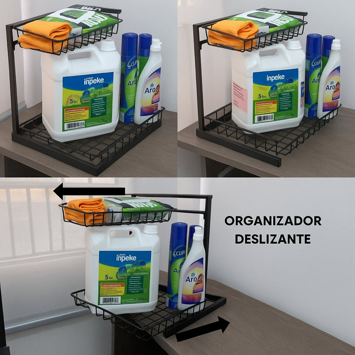 Organizador Estante Uso Bajo Lavaplatos 2 Nivele Cocina Baño