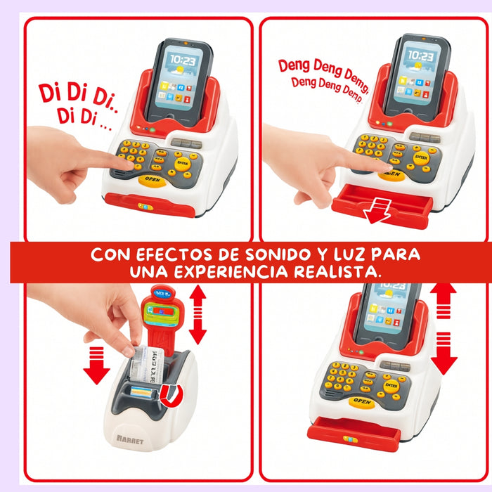 Juguete Caja Registradora Infantil Luz Y Sonido Accesorios