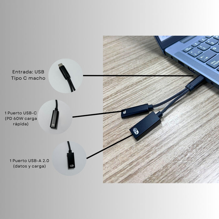 Adaptador Otg Tipo C Usb 3.0 Con Alimentación Macho Hembra