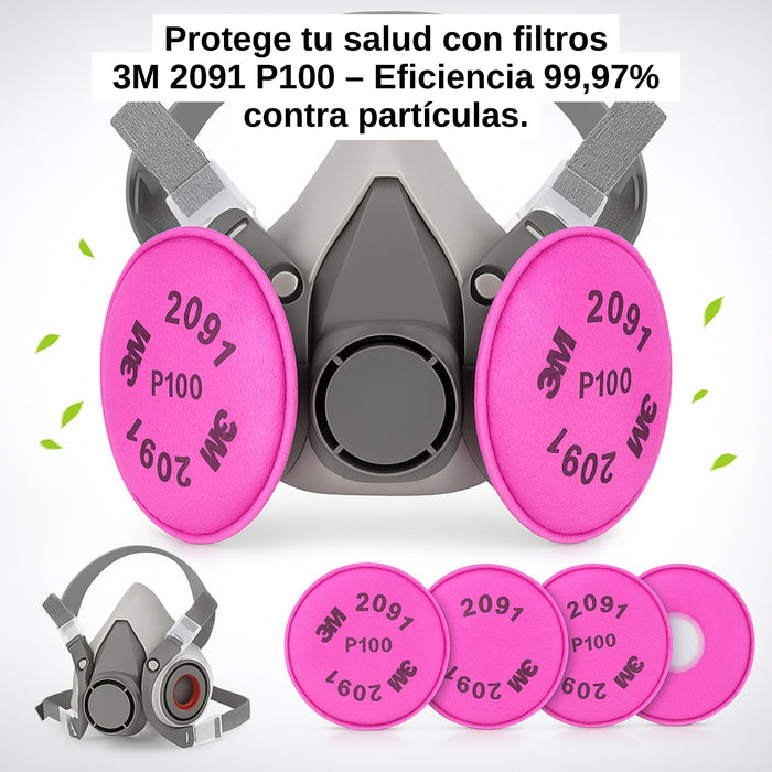 Filtro Para Particulas Respirador Mascara 3m 2091 P100 Para Semimascara 6200/6800 Telotenemos Color Rosado