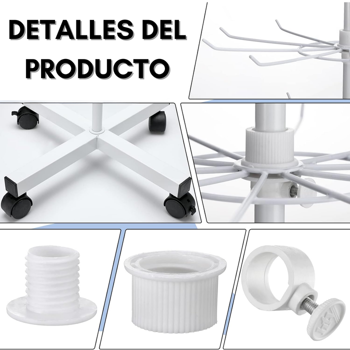 Exhibidor Araña Atril Metalico De 7 Niveles Llaveros Aros Blanco