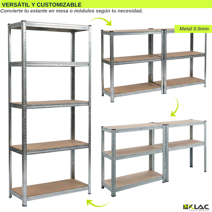 Pack 2 Estante Rack Metalico 180x90x40 Repisa Galvanizado