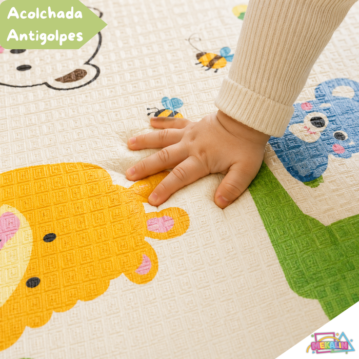 Alfombra Antigolpes Plegable Para Bebés 200x180 Reversible