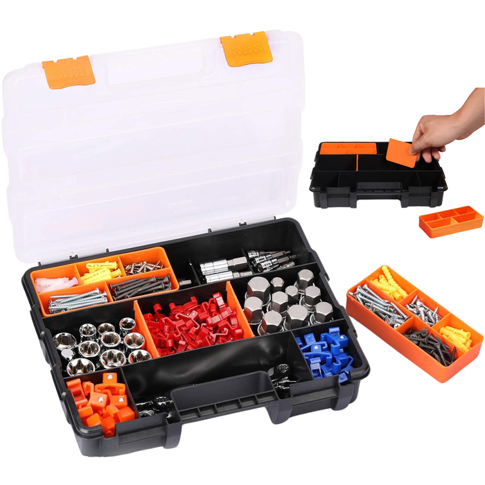 Organizador Plástico Juego 4 Pzas Herramienta Compartimiento - Negro