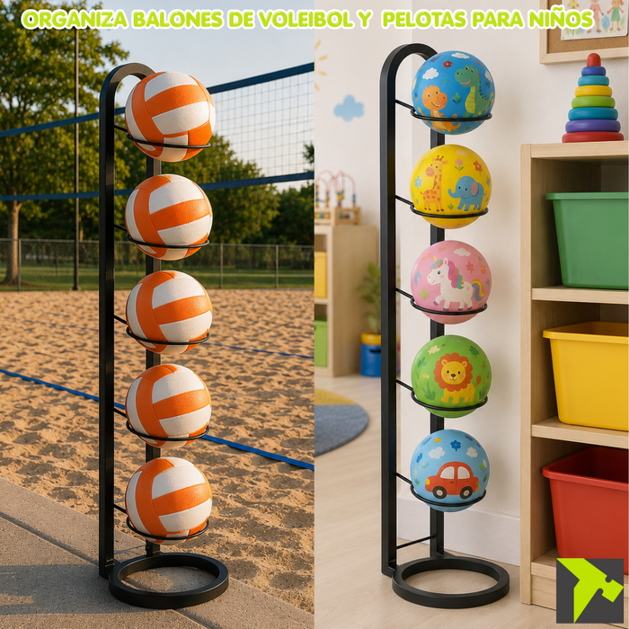 Estante Organizador De Balones Metal Rack Deportivo Balón