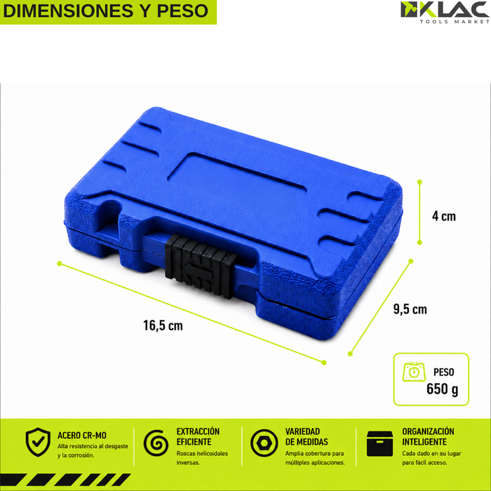Set Dados Extractores Pernos Y Tornillos 13 Tuercas Rodadas