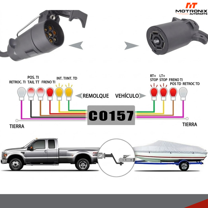 Adaptador Enchufe Vehículo Americano 7 Pin Remolque Trailer