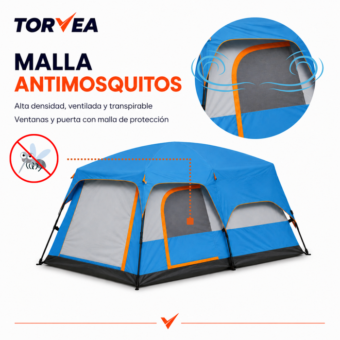 Carpa Camping Tienda Familiar 8 A 12 Personas Impermeable Azul