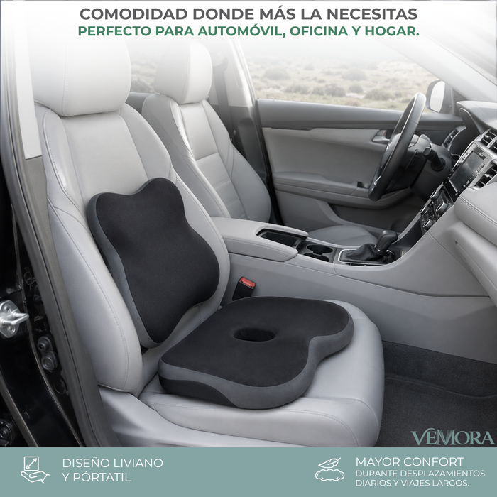 Set Cojín Lumbar Ergonómico Y Asiento Silla Oficina Auto