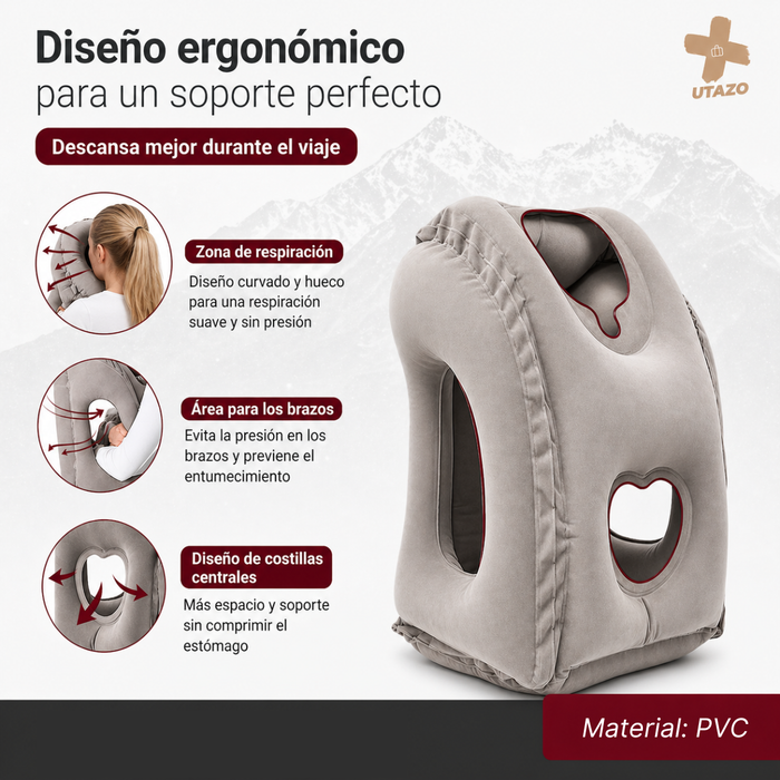 Almohada Cojín Inflable Viajes Avión Portátil Soporte Cuello