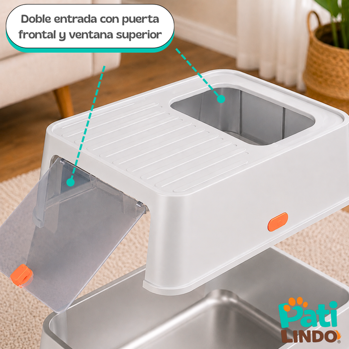 Arenero Acero Inoxidable Para Gatos Extragrande Con Pala