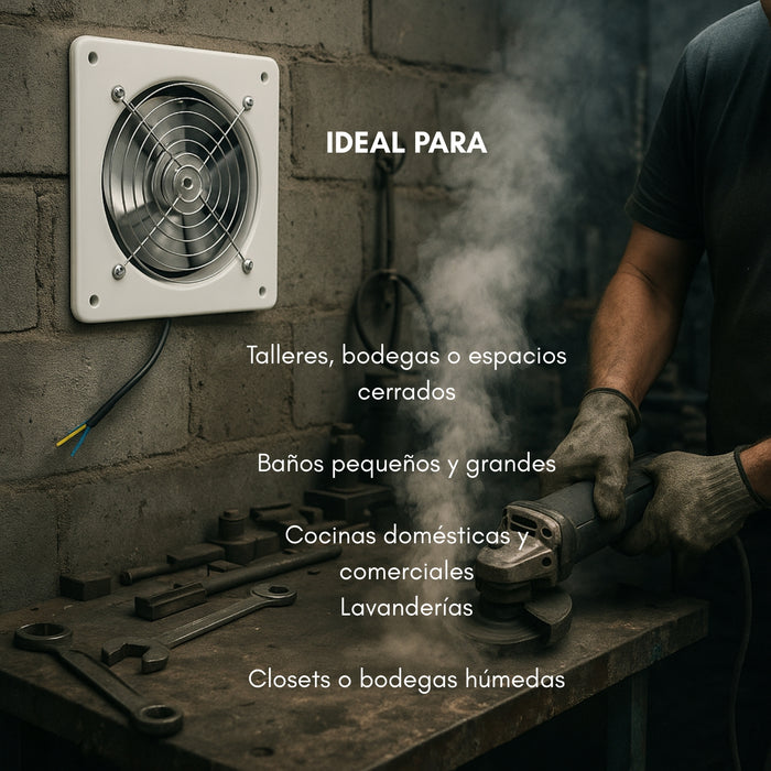 Extractor De Aire Industrial 6 Pulgadas 15cm 40w 50 Hz Velocidad Del Ventilador 2800 Rpm Pared Ventana Montable, Adecuado Para La Cocina, Baños, Cuartos De Baño, Habitaciones, Sala De Estar