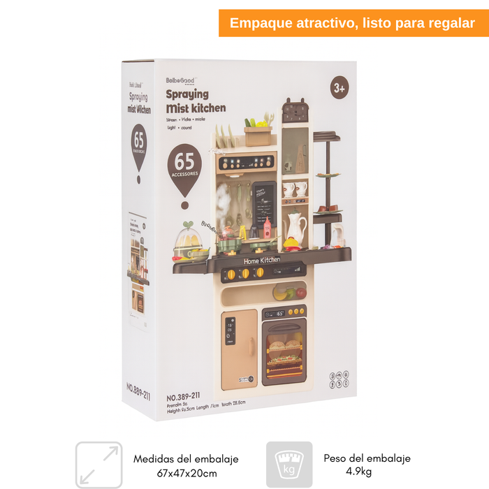 Cocina De Juguete Kitchen 65pcs Juego De Niñas Niños Beige
