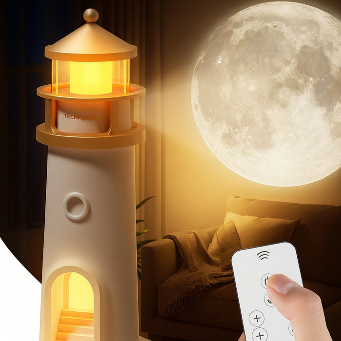 Lámpara Proyecto Faro Luz Led Luna Espantacuco Niño Niña Color Blanco Usb Telotenemos