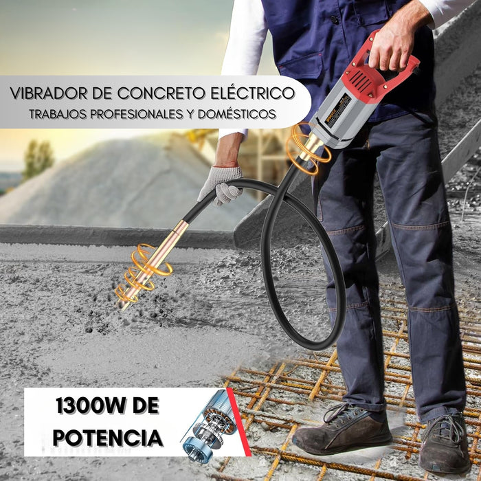 Vibrador De Concreto 1300w De Mano Con Sonda 1.5m Cemento