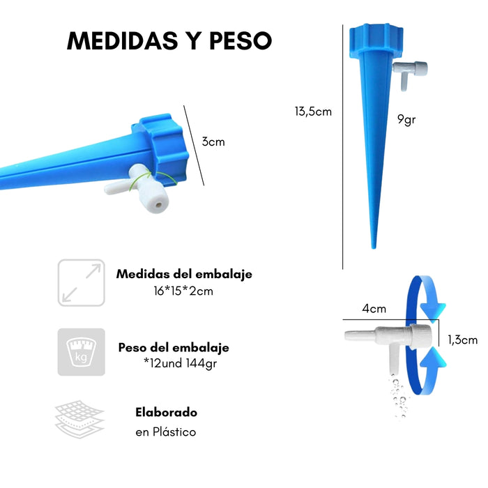 12 Estacas De Riego Por Goteo Cultivo Plantas Ecologico Color Azul